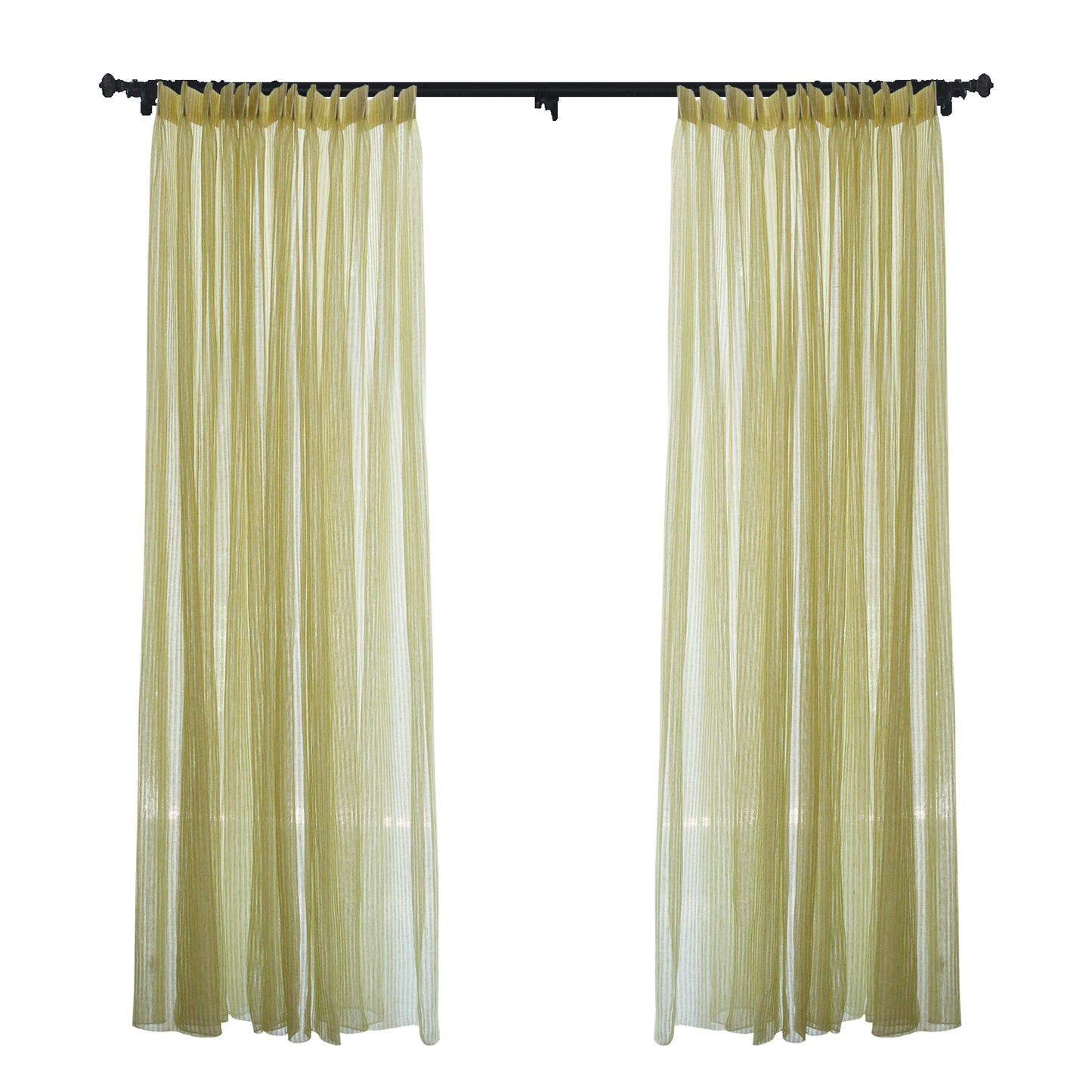 Custom Lunaria 100% Organic Linen Jacquard Light Filtering Sheer Curtains / Drapes | MIFU Decor