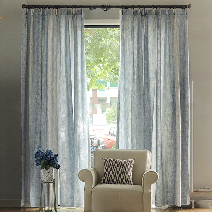 Custom Nile Gradient Crocodile Pattern 100% Organic Cotton-Linen Blend Sheer Curtains / Drapes | MIFU Decor
