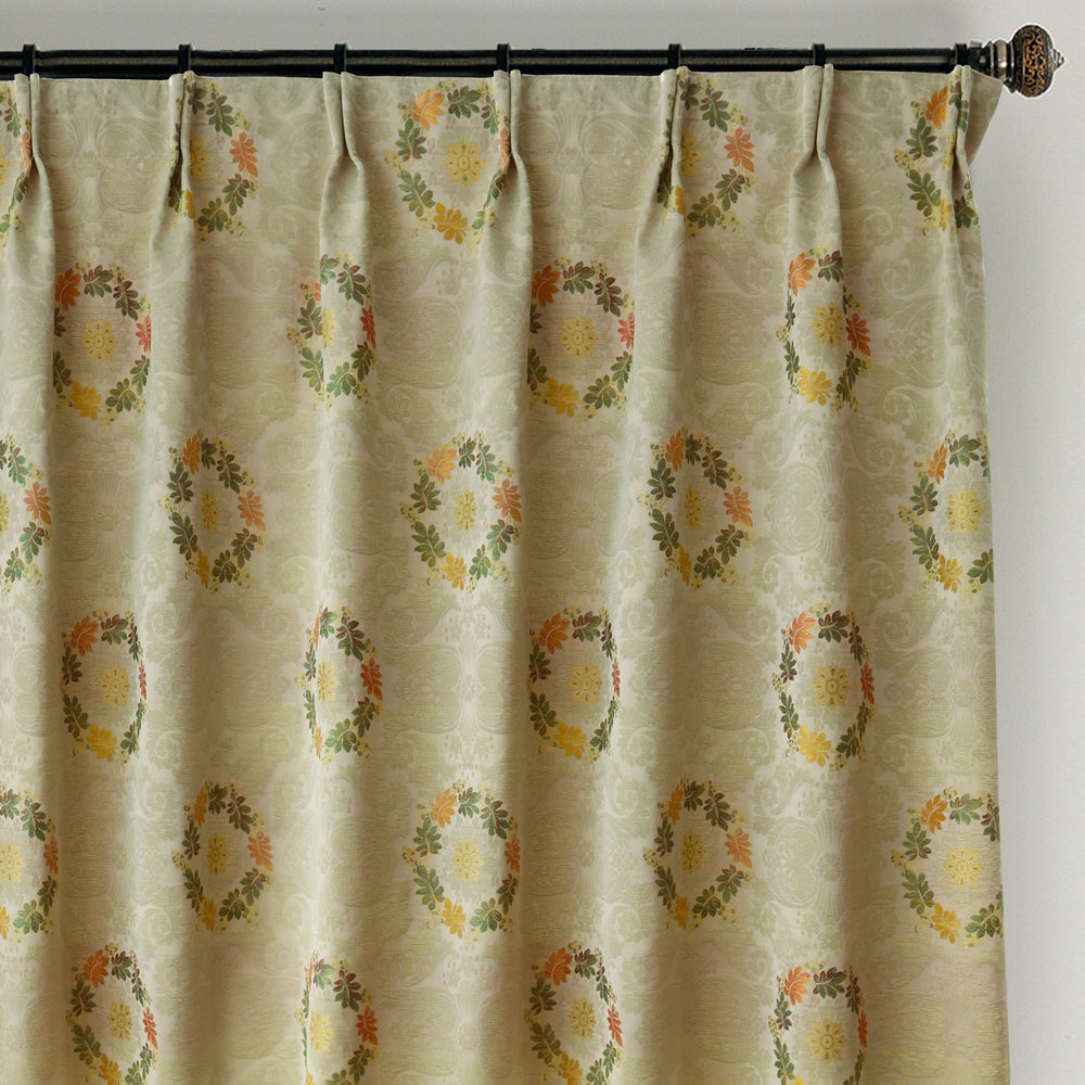 Custom Wreath Floral Jacquard Room Darkening Curtains / Drapes | MIFU Decor