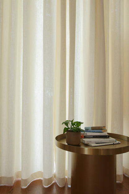 Custom Serenity Linen-Blend Jacquard Light-Filtering Curtains / Drapes | MIFU Decor