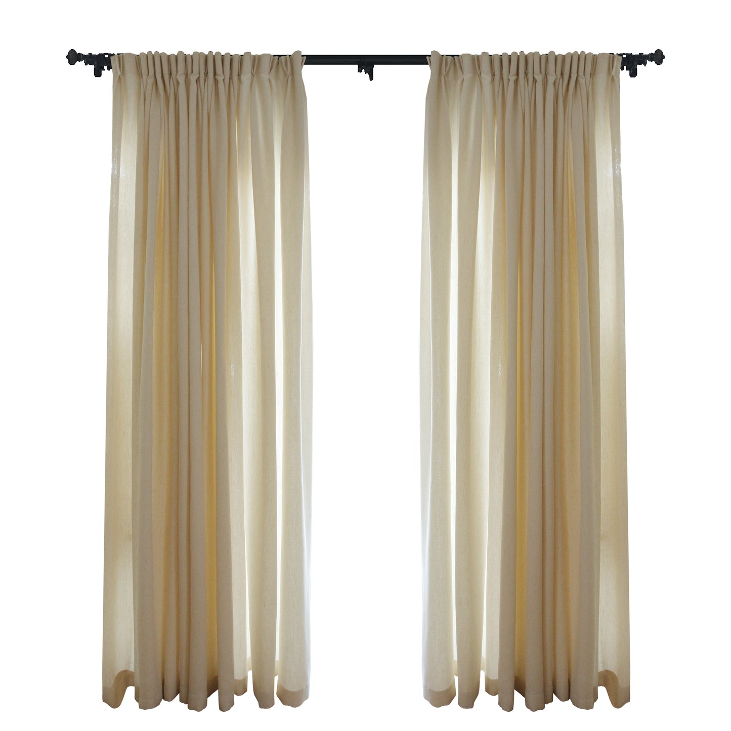 Custom Serenity Linen-Blend Jacquard Light-Filtering Curtains / Drapes | MIFU Decor