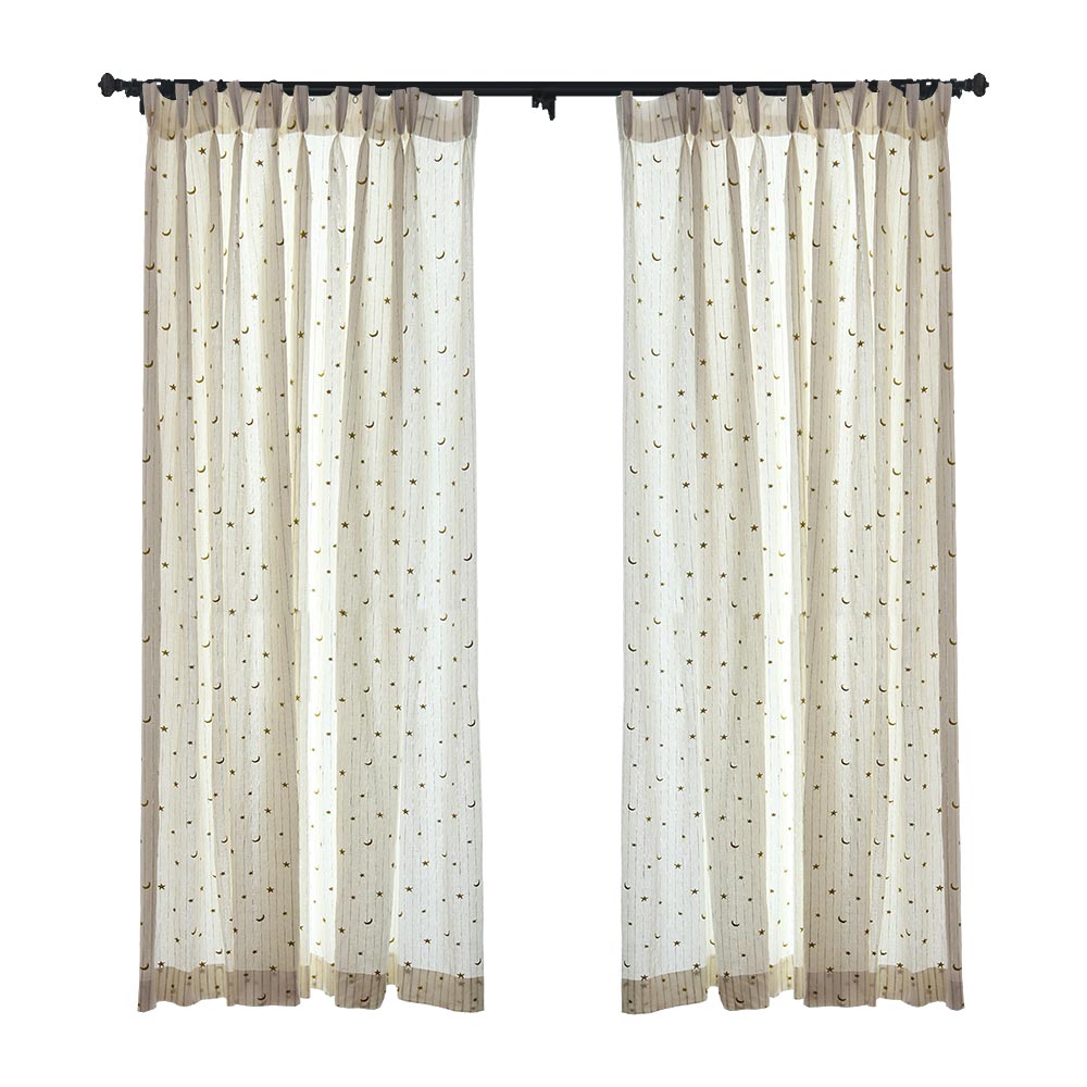 Custom Little Prince Moon & Star Embroidered Cotton-Linen Curtains / Drapes | MIFU Decor