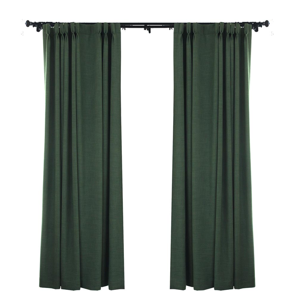 Custom Forest Dark Green Solid Yarn-dyed Room Darkening Curtains / Drapes | MIFU Decor