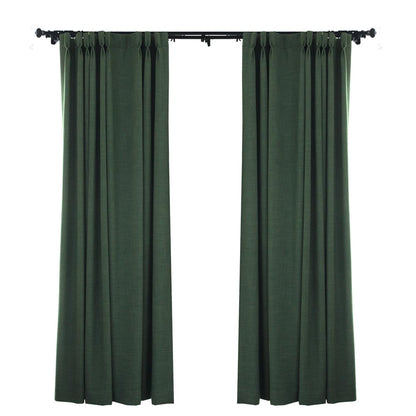 Custom Forest Dark Green Solid Yarn-dyed Room Darkening Curtains / Drapes | MIFU Decor