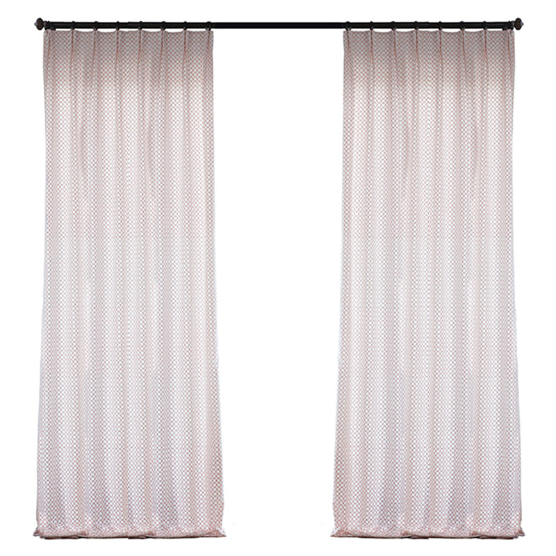 Custom Bella Geometric Embroidered Simulated Silk Curtains / Drapes | MIFU Decor