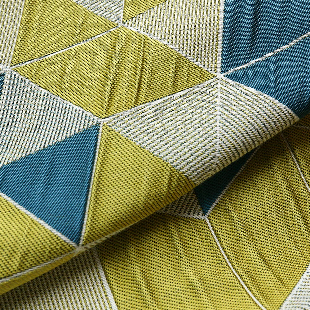 Custom Lemon Geometric Jacquard Roman Shades | MIFU Decor
