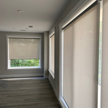 Custom Double-Sided Sunscreen Roller Shades / Blinds – Fire Retardant | MIFU Decor