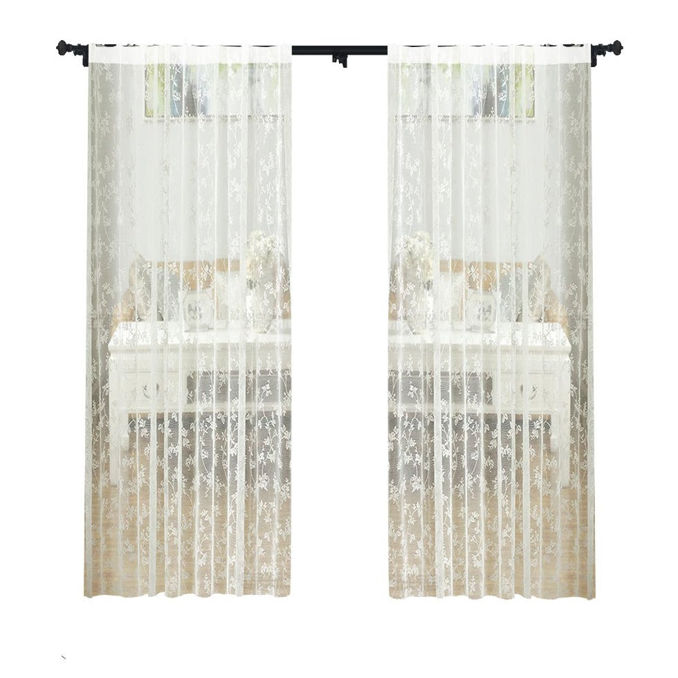 Custom Branches Jacquard Floral Lace Sheer Curtains / Drapes | MIFU Decor