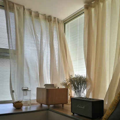 Custom Latte Classical Yarn-dyed Sheer Curtains / Drapes | MIFU Decor