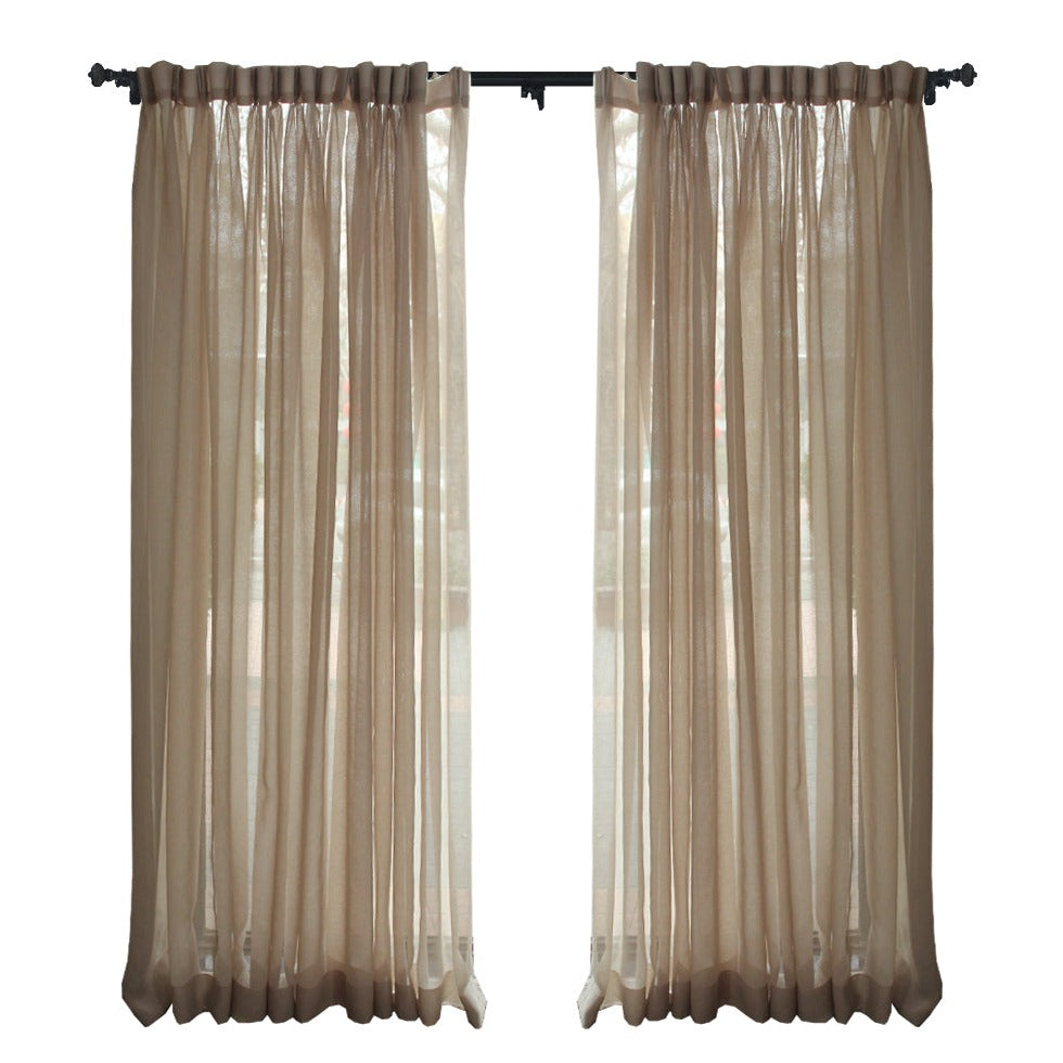 Custom Latte Classical Yarn-dyed Sheer Curtains / Drapes | MIFU Decor