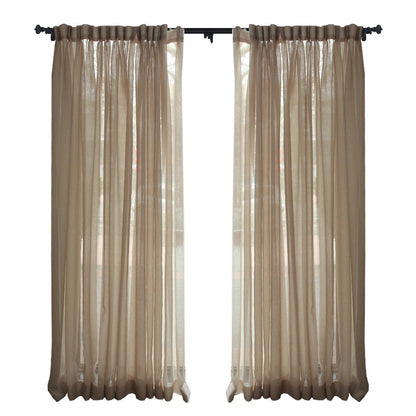 Custom Latte Classical Yarn-dyed Sheer Curtains / Drapes | MIFU Decor