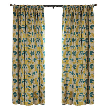 Custom Lemon Geometric Jacquard Curtains / Drapes | MIFU Decor