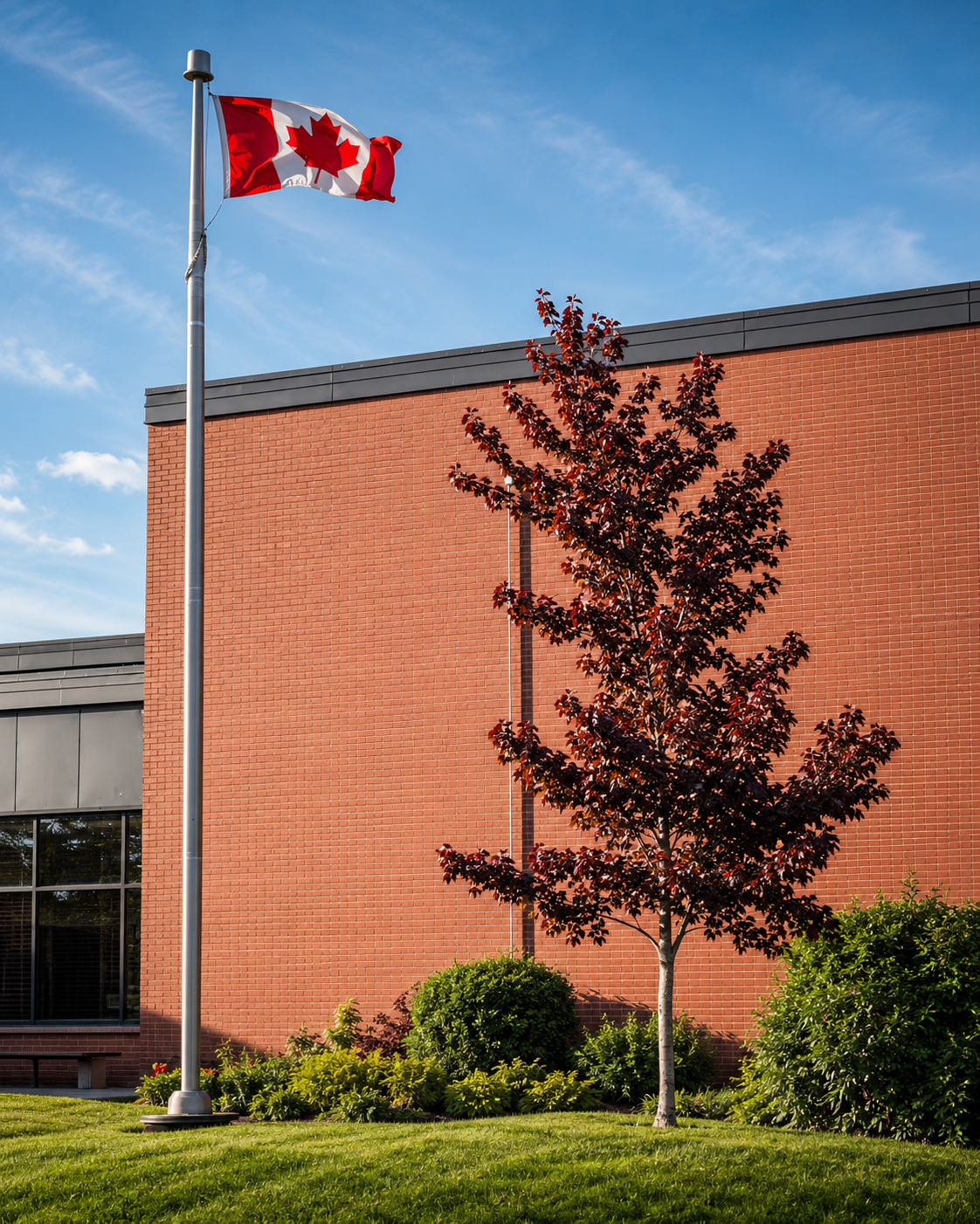 Canadian flag outside a local community building