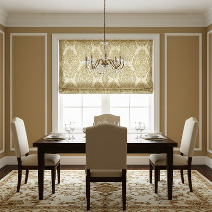Custom Damask Cotton-Linen Floral Print Roman Shades | MIFU Decor
